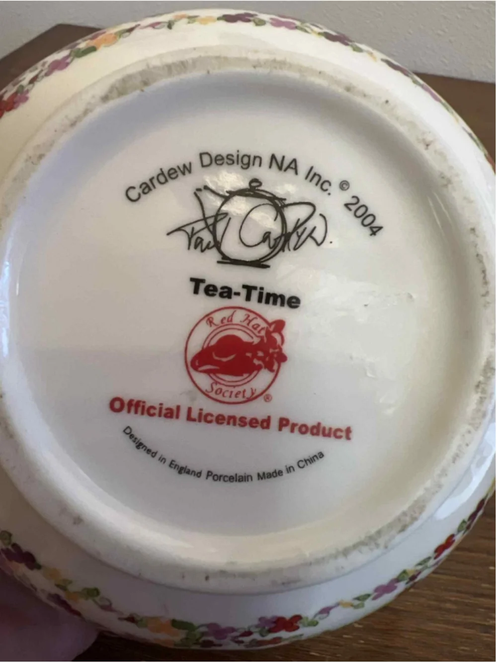 Cardew Design Red Hat Society Teapot 2004 Tea Time Collectible Novelty